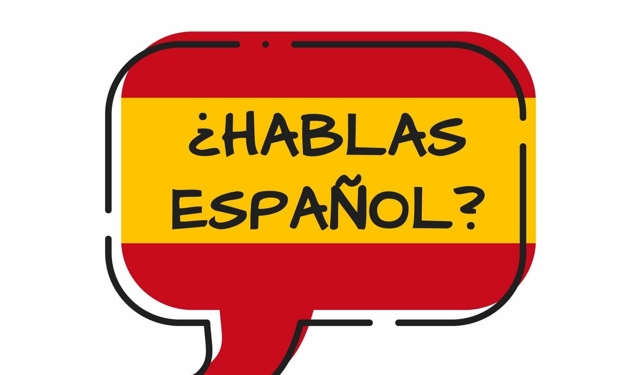 「hablas espaol?」というスペインの吹き出し。