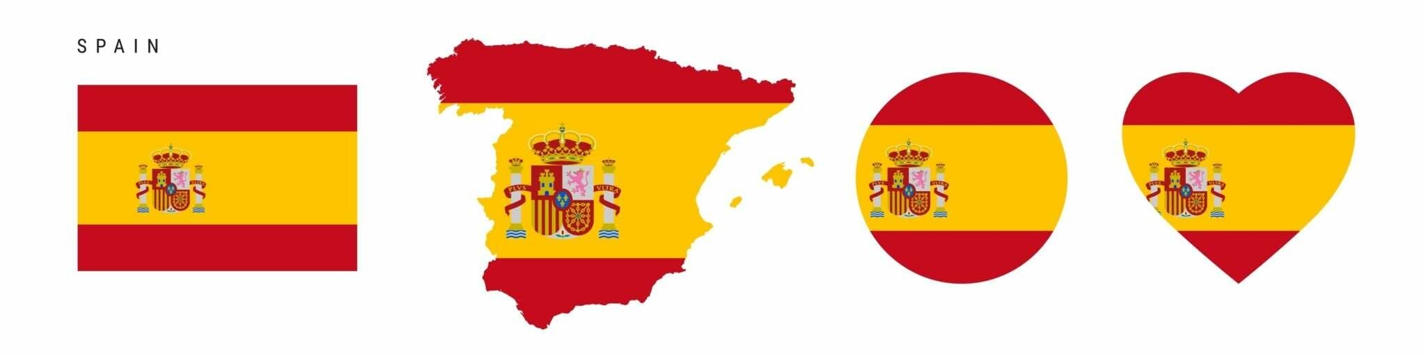 スペインの地図には、ハートと旗があります。