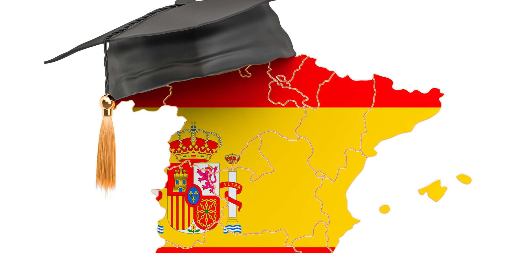 スペインの地図の上に卒業帽。