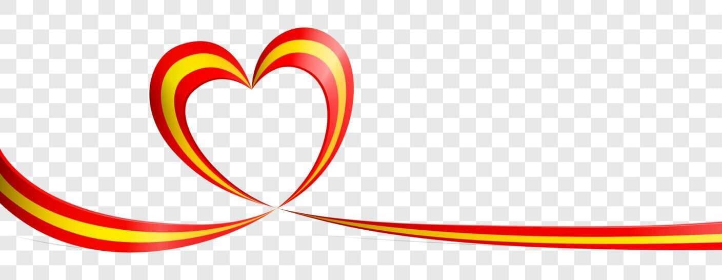 透明な背景に赤と黄色のストライプのハート、スペインからの HD PNG ダウンロード。