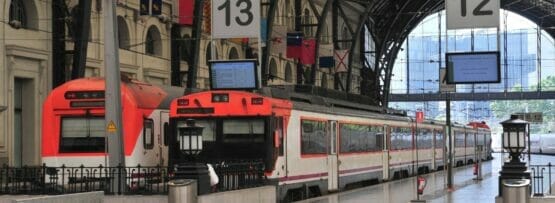 スペインからの列車が駅に停車しています。