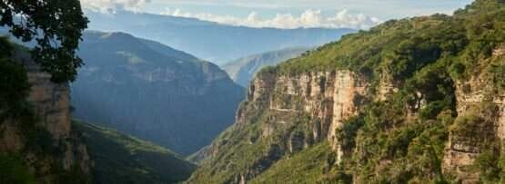 スペインの背景に木々や山々がある峡谷。