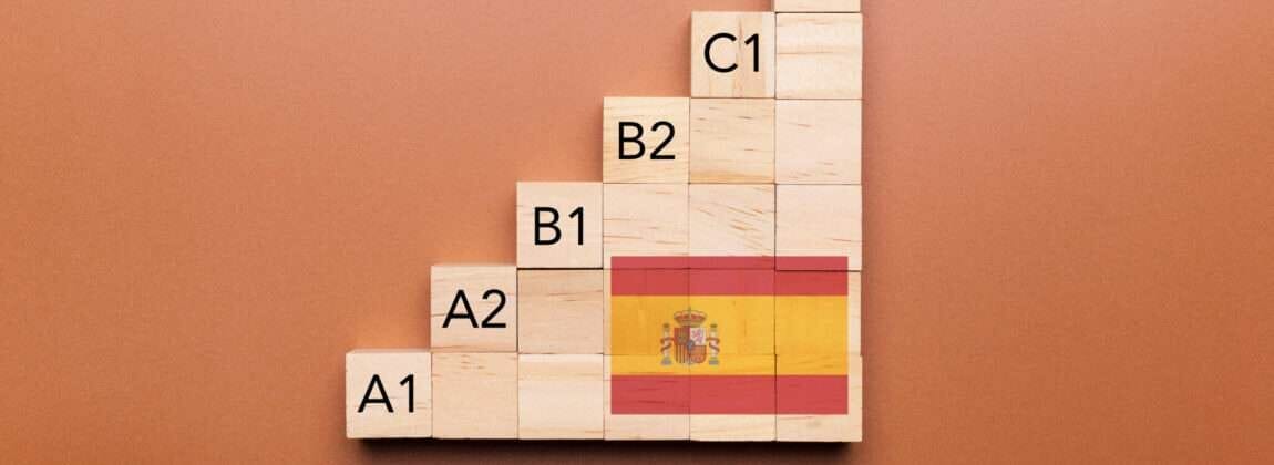 スペイン国旗の木製ブロック。