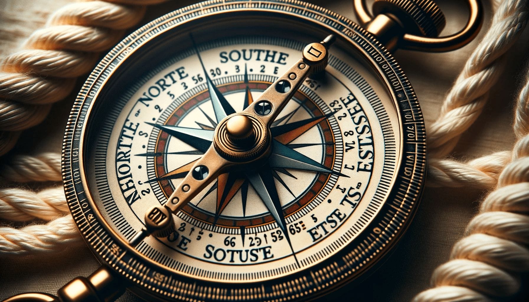 スペイン語の単語で基本的な方向を示すコンパス。