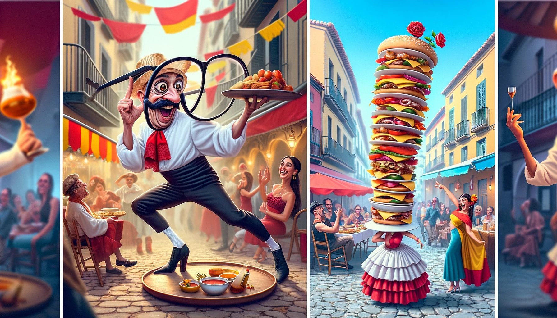 ハンバーガーを持った男性の面白いミーム写真シリーズ。