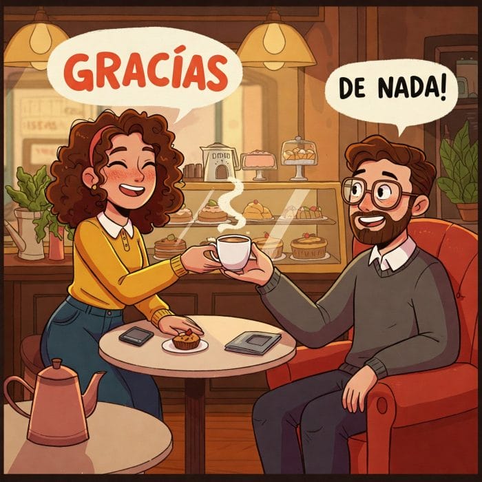 感謝の言葉に笑顔で返答しているイラスト