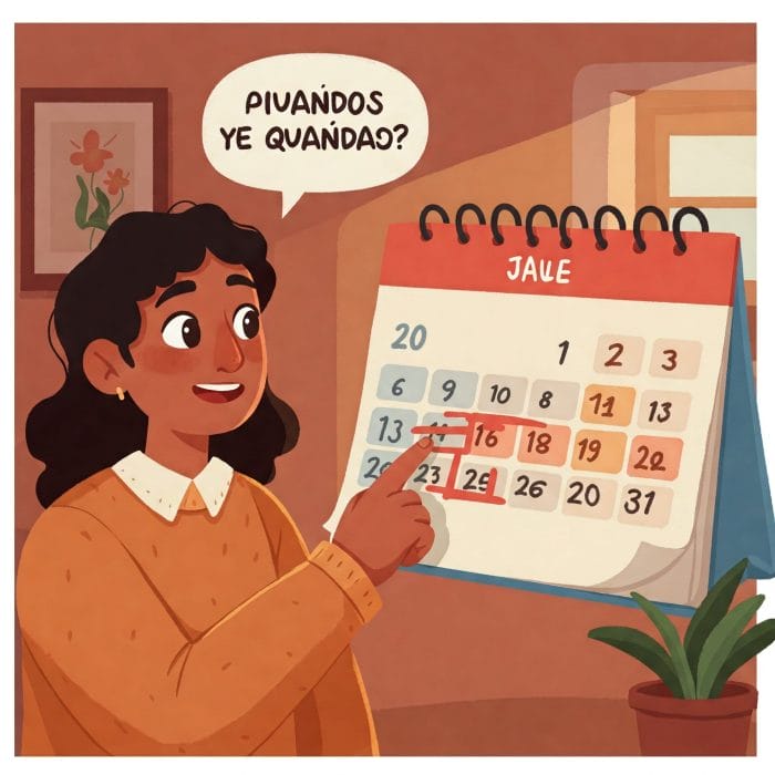 スペイン語で日付が書かれたカレンダーのイラスト