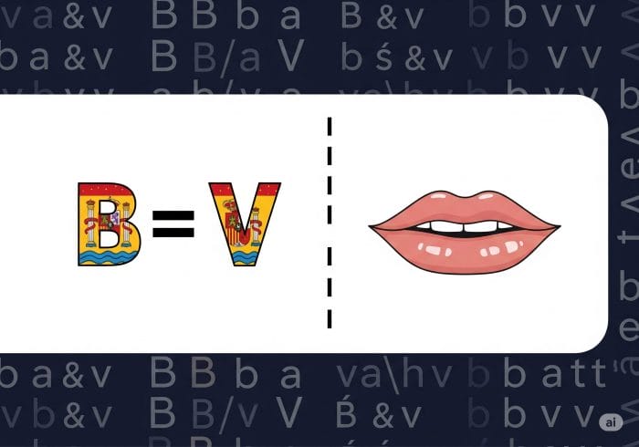 スペイン語のBとVがほぼ同じ発音であることを示すイラスト